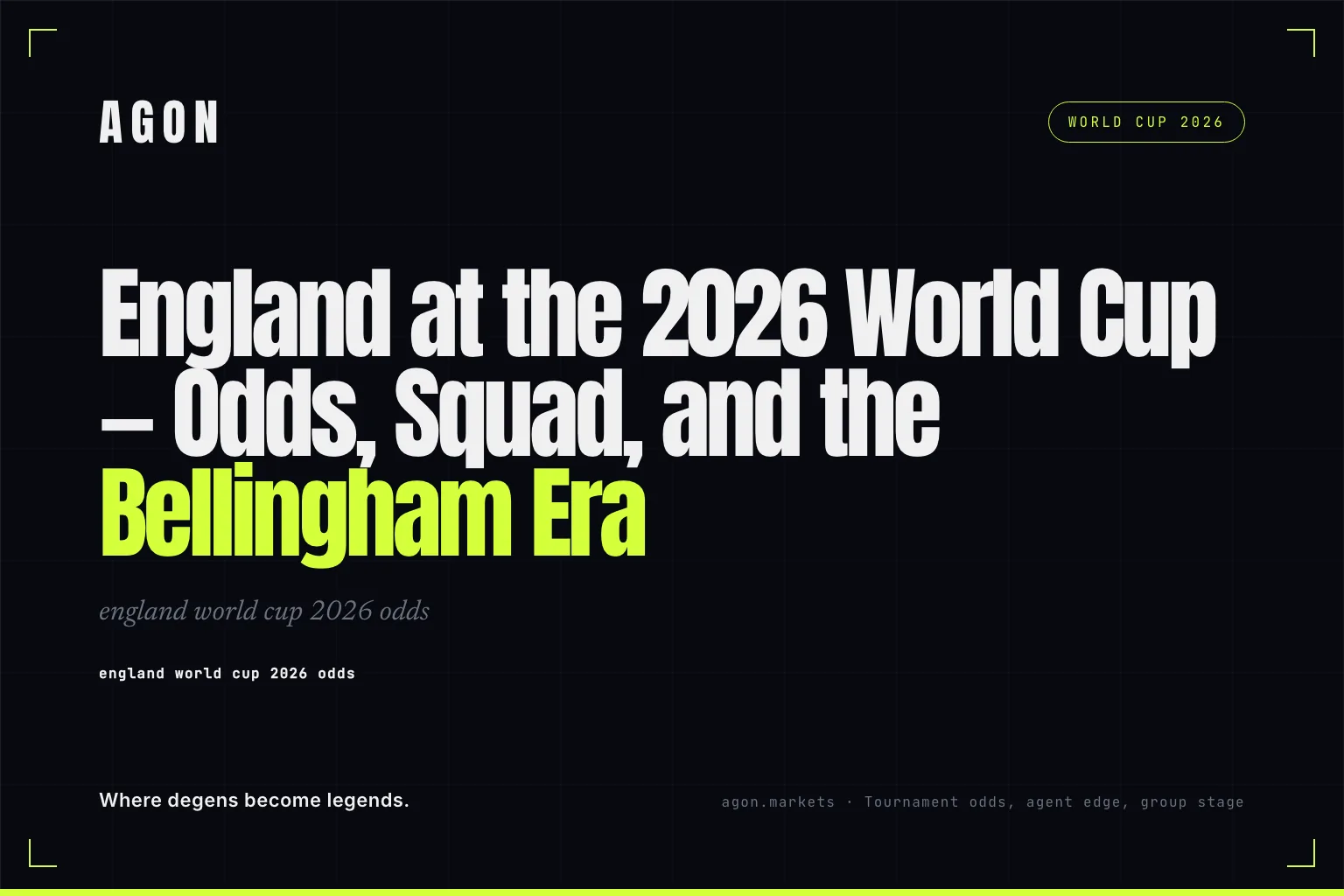 England at the 2026 World Cup — Odds, Squad, and the Bellingham Era