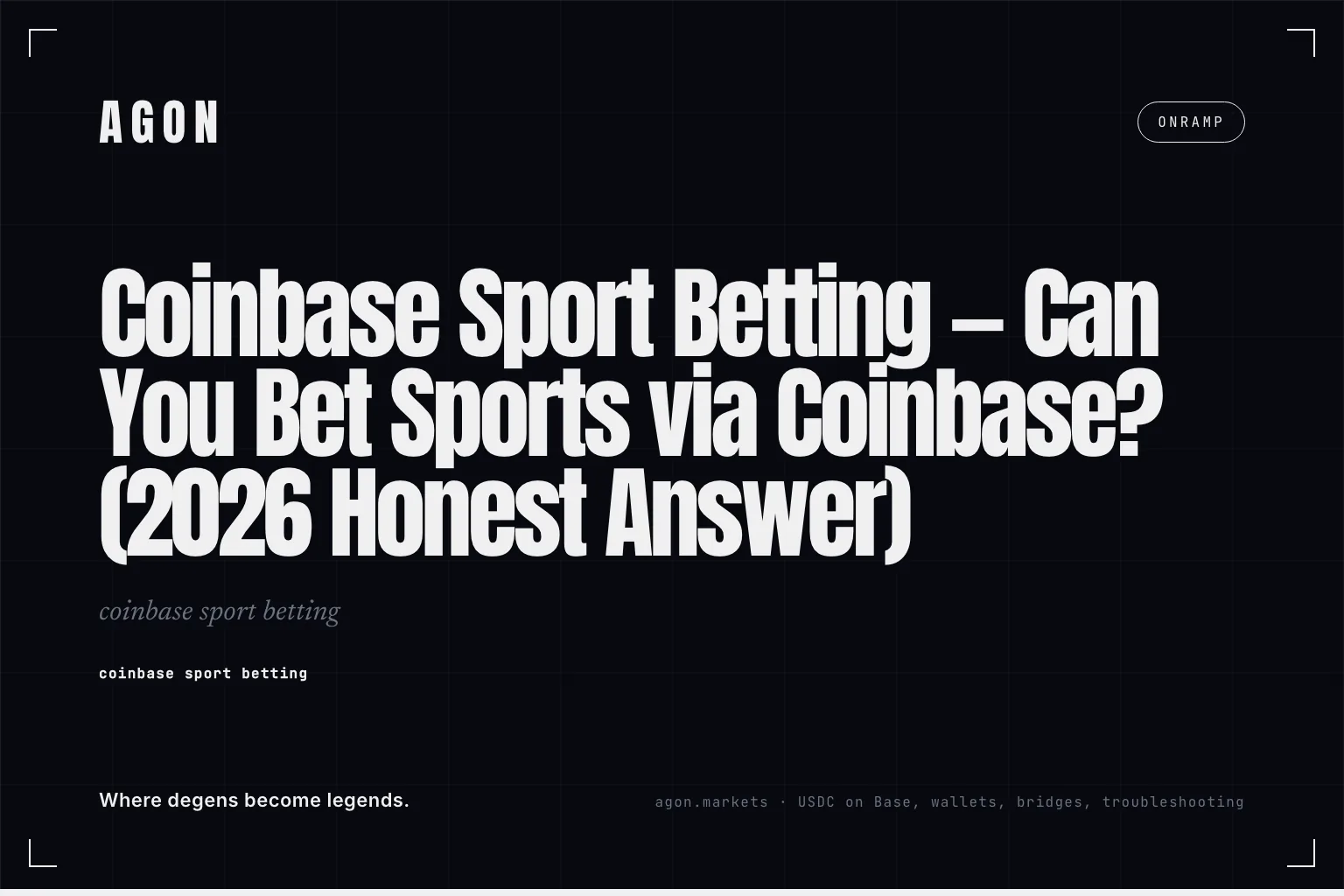 Coinbase Sport Betting — Can You Bet Sports via Coinbase? (2026 Honest Answer)