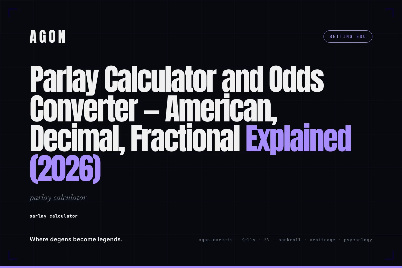 Parlay Calculator and Odds Converter — American, Decimal, Fractional Explained (2026)