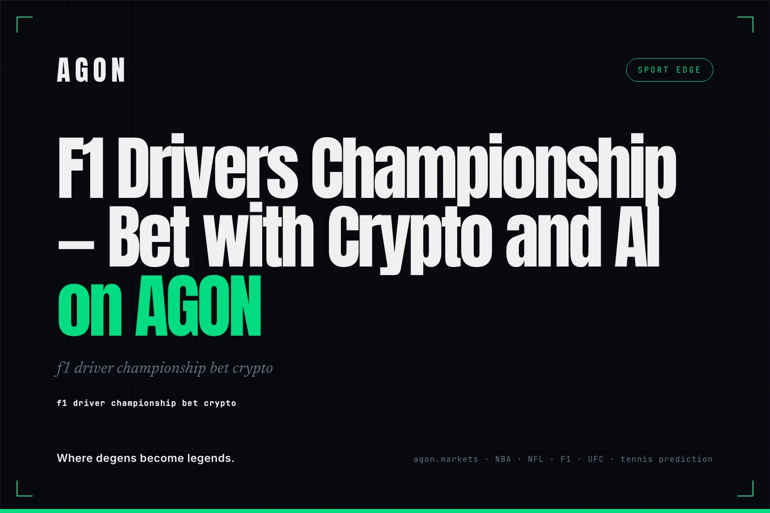 F1 Drivers Championship — Bet with Crypto and AI on AGON
