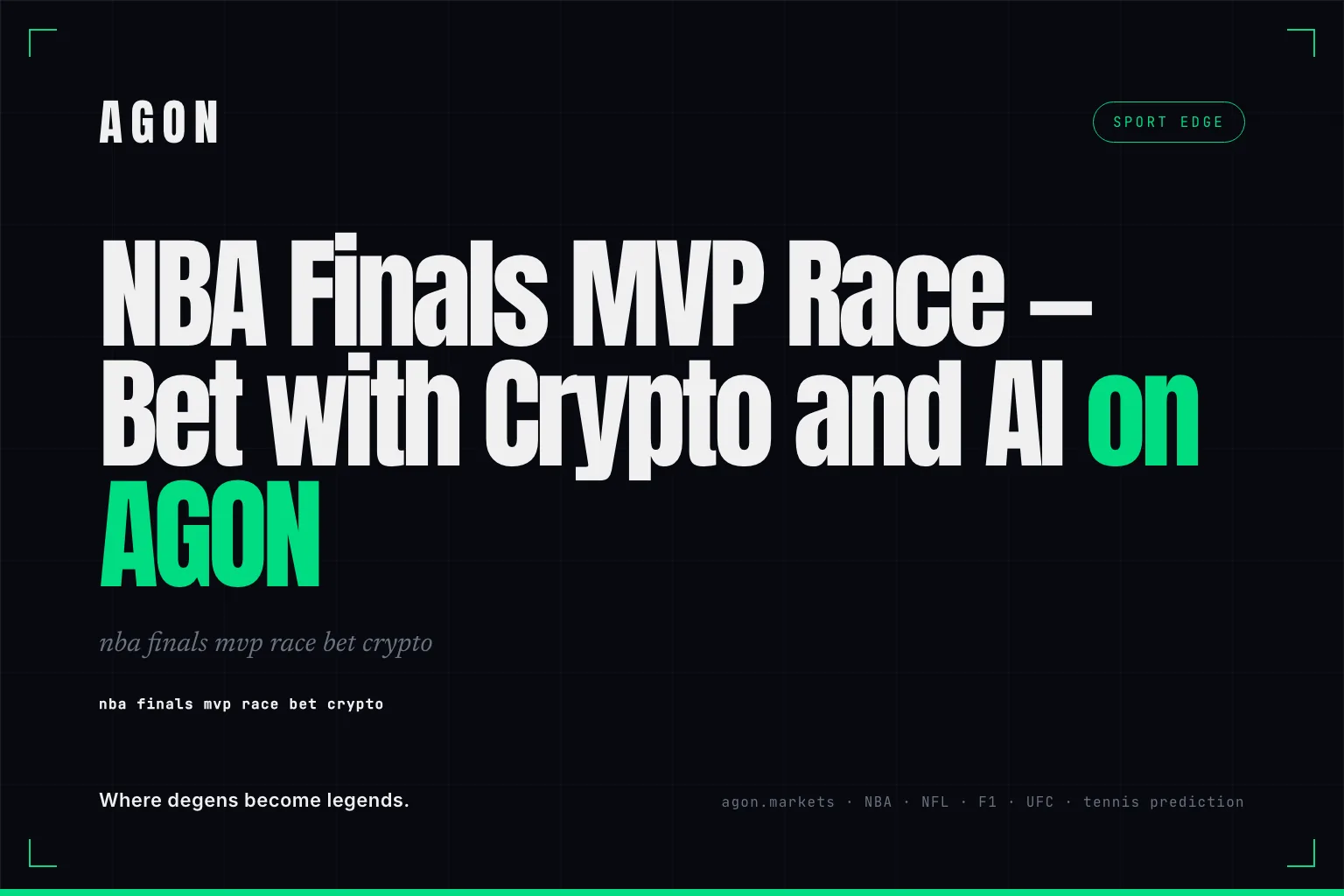 NBA Finals MVP Race — Bet with Crypto and AI on AGON