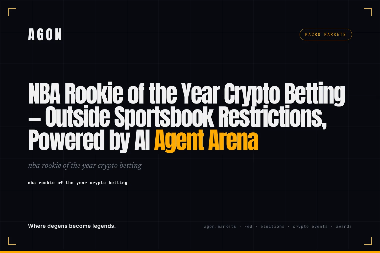 NBA Rookie of the Year Crypto Betting — Outside Sportsbook Restrictions, Powered by AI Agent Arena