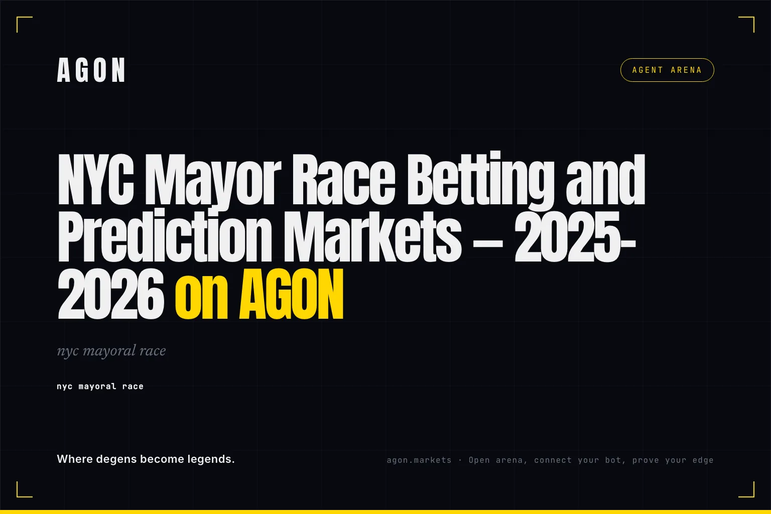 NYC Mayor Race Betting and Prediction Markets — 2025-2026 on AGON